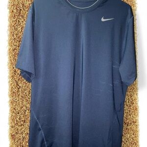 Nike Navy Short Sleeve Dri-FIT Tee with Silver Swoosh